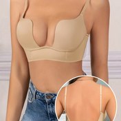 Resim Kadınlar İçin Seksi Şeffaf Push-Up Sırtı Açık Deri Yaka, Görünmez Askılı, Düşük Kesim Düğün Elbisesi Özel Tasarım Sütyen 