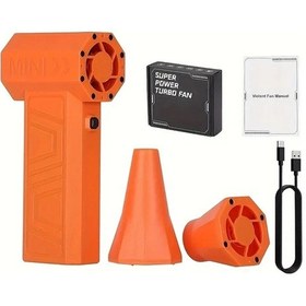 Resim Wangxi Turuncu Turbo Jet Fan Yüksek Hızlı Elektrikli Hava Üfleyici 90000 Rpm 4 Kademeli Ayarlanabilir Usb C Taşınabilir Araç Ve Ev Kullanımı 