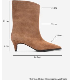 Resim Luvi Shoes Aleo Toprak Süet Hakiki Deri Sivri Burunlu Kadın Kısa Topuklu Bot Toprak 