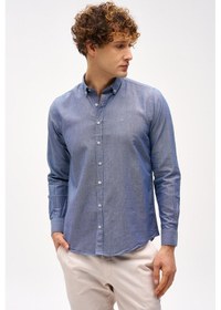 Resim Erkek Lacivert Dynamıc Fıt Düğmeli Yaka Gömlek-16291 Lacivert 