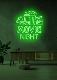 Resim Movıe Nıght Yazılı Ve Şekilli Neon Tabela Yeşil 