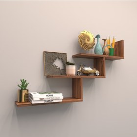 Resim Rafkestir 3 Lü Almira Duvar Rafı Hareli Ceviz (Mat) 