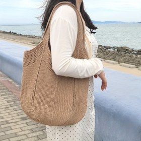 Resim Kadınlar için Vintage Crochet Çanta, Büyük Kapasiteli Düz Renk Omuz Çantası, Hafif ve Dayanıklı Örgü Çanta, Şık ve Çok Yönlü Tote, Günlük Ulaşım, Seyahat veya Plaj Kullanımı için Uygun. 