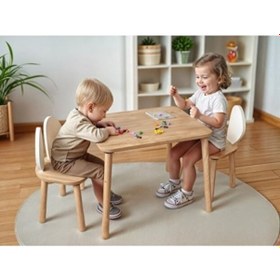 Resim Bee Smart Ms-80 Safir Meşe Beyaz Naturel Set 1 Masa 2 Sandalye BEESMART.023 Diğer 