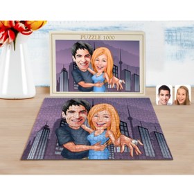 Resim Bk Gift Kişiye Özel Sevgililer Karikatürlü 1000 Parça Profesyonel Puzzle-14 