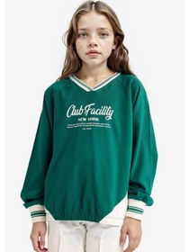 Resim Defacto Kız Çocuk Oversize Geniş Kalıp V Yaka Baskılı Okul Sweatshirt F7583a825augn651 Yeşil 