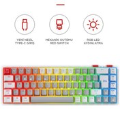 Resim Rampage Yoru Mini Gri/beyaz Type-c Bağlantılı Outemu Red Swich Q 