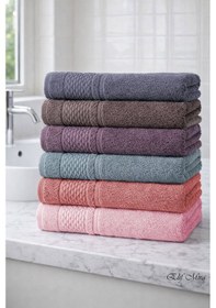 Resim Elif Mira 6 Lı El Yüz Havlusu Seti %100 Pamuklu 50x90 Cm Pure Cotton Mint 