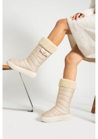 Resim Lilia Kürklü Bej Kadın Bot Bej 