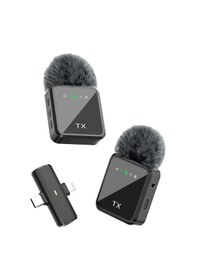 Resim Kablosuz Tüylü Yaka Mikrofonu İphone Type-c Pc Tablet Video Kayıt Vlog Mikrofon Lightning Usb-c Çıkış 