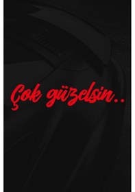 Resim Çok Güzelsin Sticker - Ayna Sticker - Oto Sticker - Araba Sticker - 7,2cm X 1,8cm - Kırmızı 