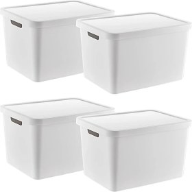 Resim Lidyahan Store 4'lü Set Stafi Çok Amaçlı Kapaklı Kutu Beyaz 18 Lt - Beyaz, Çok Amaçlı Kapaklı Kutu, Ev-Ofis-Depo Için, Kapaklı Saklama Kutusu 