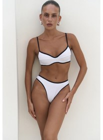 Resim Mai Studios Co. Mai Collection Laili Kontrast Şerit Detaylı Beyaz Bikini Altı Beyaz 