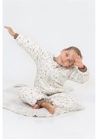 Resim Cantoy Kız Erkek Çocuk Kalın Elyaf Dolgulu Premium Kalite 2.5 Tog Desenli Uyku Tulumu Ekru - Kahverengi 