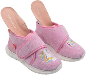 Resim Rosy Unicorn Figürü Nakışlı Kız Çocuk Keçe Panduf Pembe 