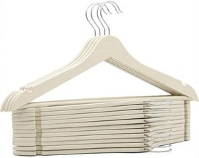 Resim Orret Home 6 Adet Ahşap Görünümlü 360° Döner Plastik Elbise Askısı | Esnek ve Dayanıklı Mont Kaban Askısı | Ağır Hizmet Tipi Gardrop İçi Kıyafet Askısı (6, Kırık Beyaz) 