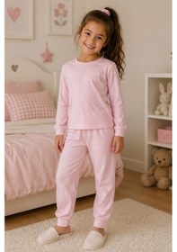 Resim Zuzunga Soft Pink %100 Pamuk Basic Kız Çocuk Pijama Takımı Pembe 