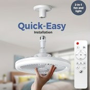 Resim XBATE 10 İnç Akıllı Tavan Fanı Uzaktan Kumanda ile - E26/E27 Taban, 3 Hız, 3 Renk Ayarlanabilir (Hafıza 3000K-6500K), 360° Dönebilir, Ayarlanabilir LED Işık Mutfak, Yatak Odası, Oturma Odası ve Küçük Alanlar için, Oturma Odası için Tavan Fanı 