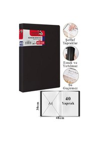 Resim Sunum Dosyası 60 Lı 1 Paket Poşet Dosyalı Katalog Dosyası 60 Poşetli Kendinden Dosya Plastik Kapaklı Siyah 