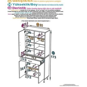 Resim Eliusta Nexa Modüler Dolap 85 Cm Banyo/mutfak Dolabı Extra Kullanım Alanlı 85x173x32,5 Cm Beyaz Dolap Beyaz 