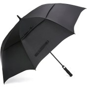 Resim 1 Ekstra Büyük Çift Katmanlı Golf Şemsiyesi - 136,65 cm, Otomatik Açılır, 8 Fiberglas Kirişli, Dayanıklı Siyah Ergonomik Sap ile Güneş Koruma, Şık Tasarım ve Sağlam Yapı 