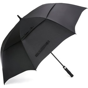 Resim 1 Ekstra Büyük Çift Katmanlı Golf Şemsiyesi - 136,65 cm, Otomatik Açılır, 8 Fiberglas Kirişli, Dayanıklı Siyah Ergonomik Sap ile Güneş Koruma, Şık Tasarım ve Sağlam Yapı 