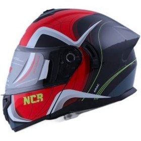 Resim Ncr Kask Çene Açılır 166 Ece Belgeli Kask Mat Kırmızı Grafik 