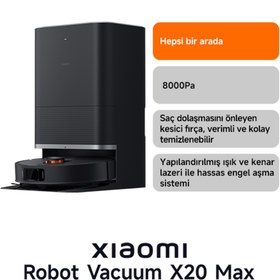 Resim Xiaomi Robot Vacuum X20 Max Akıllı Robot Süpürge ve Mop - 8000Pa Siyah(Xiaomi Türkiye Garantili) 