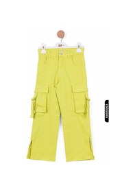 Resim Xo Kids Yırtmaçlı Geniş Paçalı Kargo Cepli Kız Çocuk Pantolon 5-14 Yaş 2428 Yeşil 