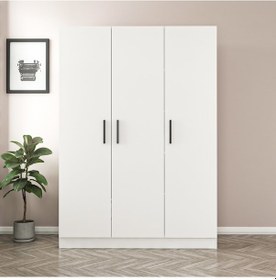 Resim Minar Kale 3 Kapaklı Zincir Dolap - Gardrop - Beyaz 190cm 