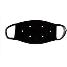 Resim StüdyoÜmitTişört Beyaz Yıldız Uzay %100 Pamuklu Siyah Penye Kumaş Yıkanabilir Maske B095-069s 