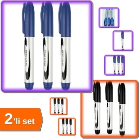 Resim Hereveoyuncak 3 Adet Mavi Koli Kalemi + 3 Adet Siyah Koli Kalemi - 2li Set C2T5E6 