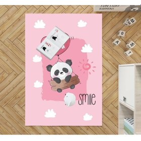 Resim Sevimli Panda Dijital Baskı Çocuk Oda Halısı Pembe 