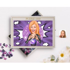 Resim Bk Gift Kişiye Özel Kadın Astrolog Karikatürlü 1000 Parça Profesyonel Puzzle-1 