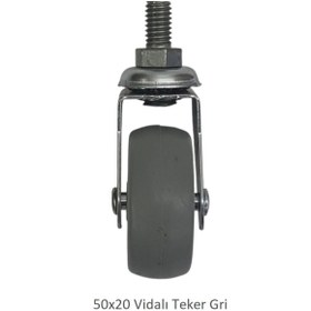 Resim Adilon Ofis Koltuk Dolap Etajer 360 Derece Döner 50 X 20 Vidalı Teker Gri 50 Mm 