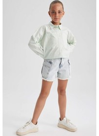 Resim Defacto Kız Çocuk Crop Poplin Uzun Kollu Gömlek B1707a823autr368 Turkuaz 