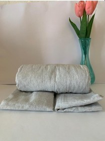 Resim Battal Boy Yastıklı Çarşaf Takımı %100 Pamuklu 180x200 Griaçık 