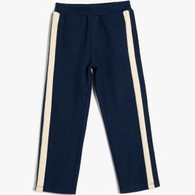 Resim Koton Eşofman Altı Renk Bloklu Beli Lastikli Rahat Kesim Lacivert 5wkb40160tk Lacivert 