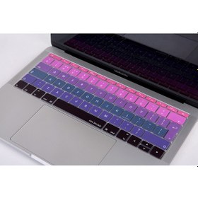 Resim Laptop Macbook Pro Klavye Koruyucu Ombre Uk-eu İngilizce 13inç A1708 - 12inç A1534 İle Uyumlu Pembe Mavi 