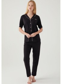 Resim Pierre Cardin Kadın Siyah Gömlek Pijama Pc7715-s-v3 Siyah 