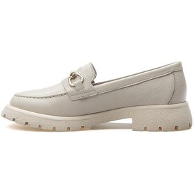 Resim Divadonna 4259 Kadın Hakiki Deri Taşlı Tokalı Loafer Ayakkabı Bej Siyah 