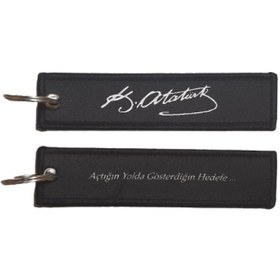 Resim Kemal Atatürk İmzalı Kumaş Motosiklet Anahtarlık Modeli 