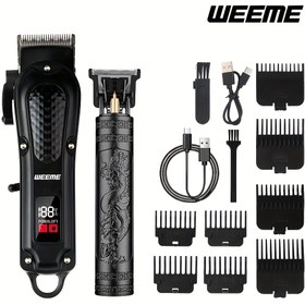 Resim WEEME Erkekler için Elektrikli Saç Kesme Makinesi İki Parça Seti, Bakımda Yeni Pratik Trend, Çok Fonksiyonlu Tasarım Aile Kesim İhtiyaçlarını Karşılar, Güçlü Hassas Kesim ile Güvenli ve Kolay Kullanım, Saç Modelleri, Sakallar, Yanak Tüyleri İçin Uygun, Şık Erkek Görünümü Kolayca Yaratır, Evde Bakım Seçeneği 