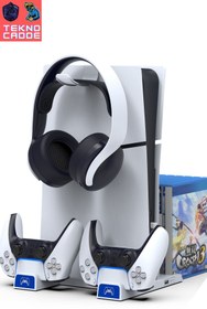 Resim Beboncool PG-P5S009 Ps5 Disk/ps5 Dijital Ps5 Slim Disk/ps5 Slim Dijital Joystick Şarj Dikey Stand 
