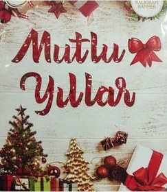 Resim Mutlu Yillar Dekor Kaliğrafi Banner, Kırmızı 