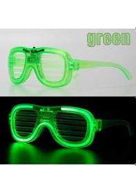 Resim Yeşil Led Işıklı Parti Gözlüğü Neon Glow Şerit Gözlük 3 Modlu Açık Bej 