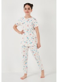 Resim Lela % 100 Pamuk Bisiklet Yaka Kısa Kollu Kız Çocuk Pijama Takımı 6651002 Şeker Pembe 