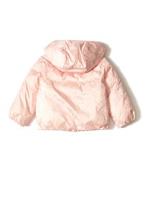 Resim Pembe Kapüşonlu Unisex Bebek Mont 