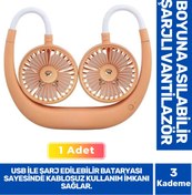 Resim Fantazer 3 Kademeli Ultra Sessiz Sarı Eller Serbest Boyuna Asılabilir Şarjlı Klima Soğutucu Fan Vantilatör 