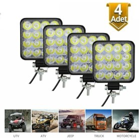 Resim Dekohop Off Road 16 LED 4 Adet Iş Makinesi Kamyon Traktör Projektör Çalışma ve Sis Lambası 48 Watt 